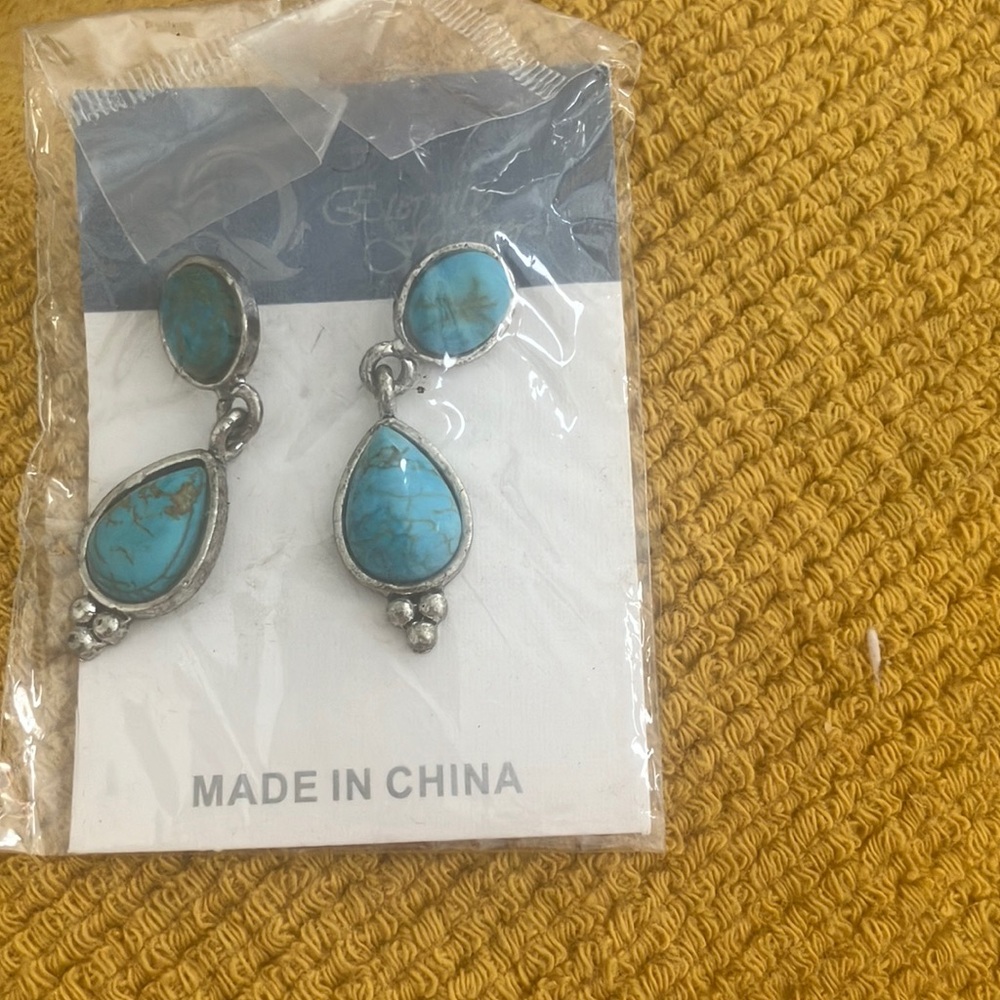 Silver and Turquoise like Drop Earrings
